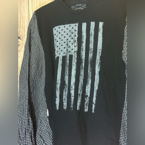 NWT Upcycled Masculine Flag Flannel Tee Size L-XL - Picture 2 of 5